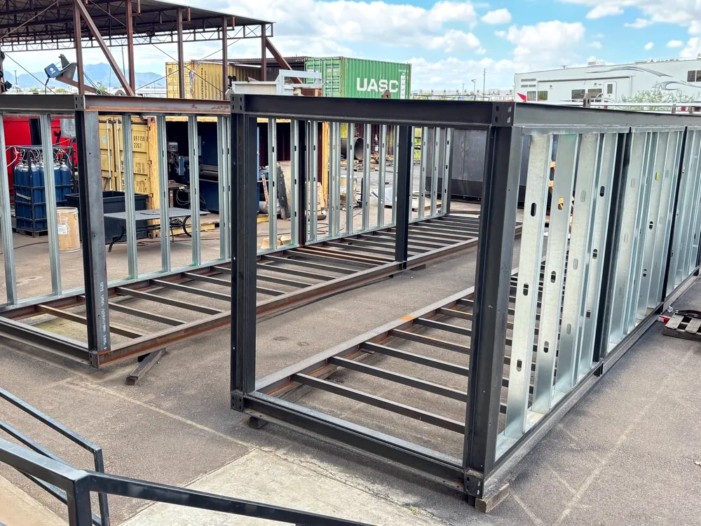 Steel housing chassis frames with galvanized studs